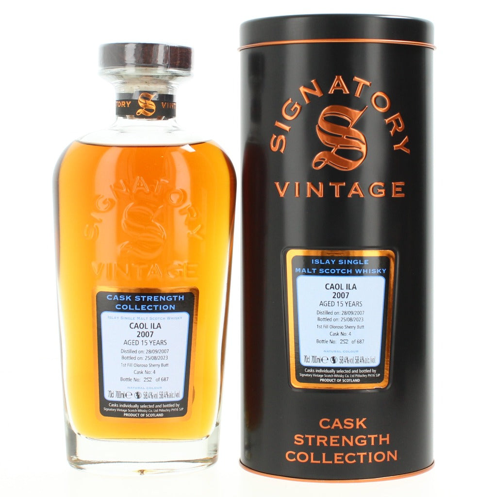 Caol Ila 15 Year Old 2007 Signatory Cask 4 Cask Strength Single Malt Scotch Whisky - 70cl 58.4%